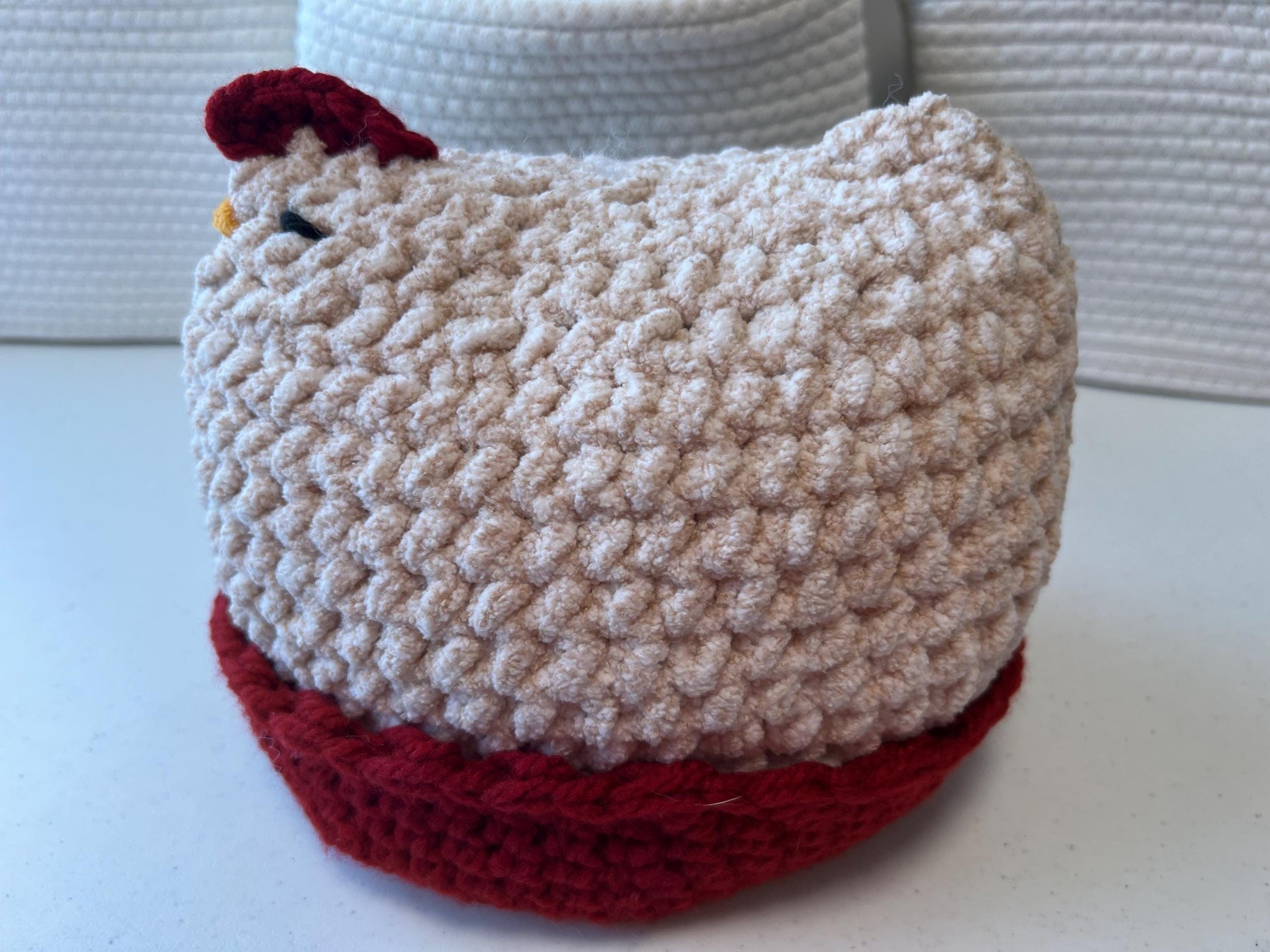 Crochet Mabel Chicken, Handcrafted Chicken Decor in 3 Sizes