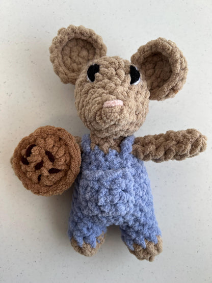 Nibbles the Country Mouse with Cookie Plushie-HANDMADE Crochet (book not included)