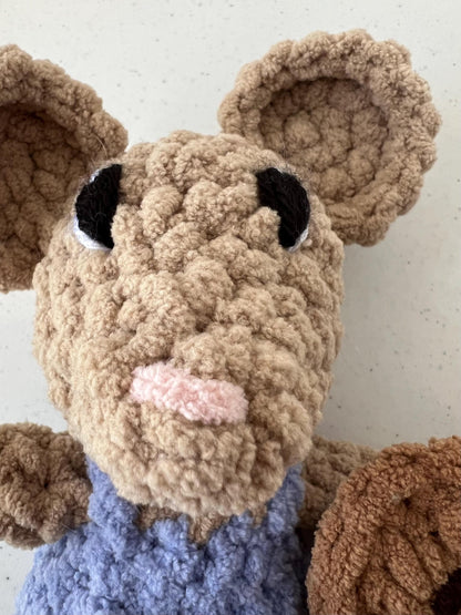 Nibbles the Country Mouse with Cookie Plushie-HANDMADE Crochet (book not included)