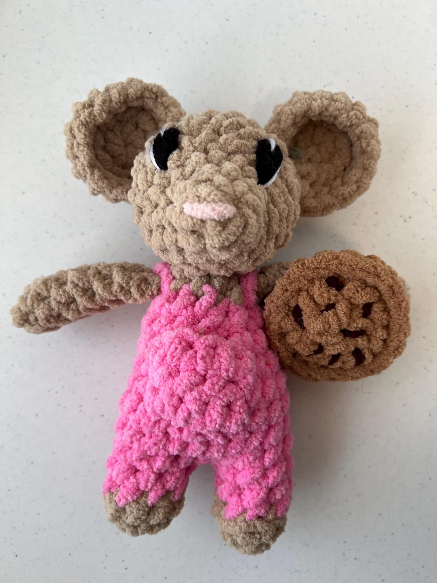 Nibbles the Country Mouse with Cookie Plushie-HANDMADE Crochet (book not included)