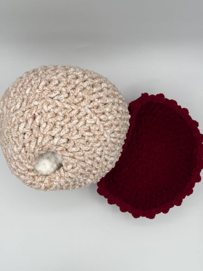 Mabel Chicken Plushie, Large with a nest and 3 eggs, Handmade