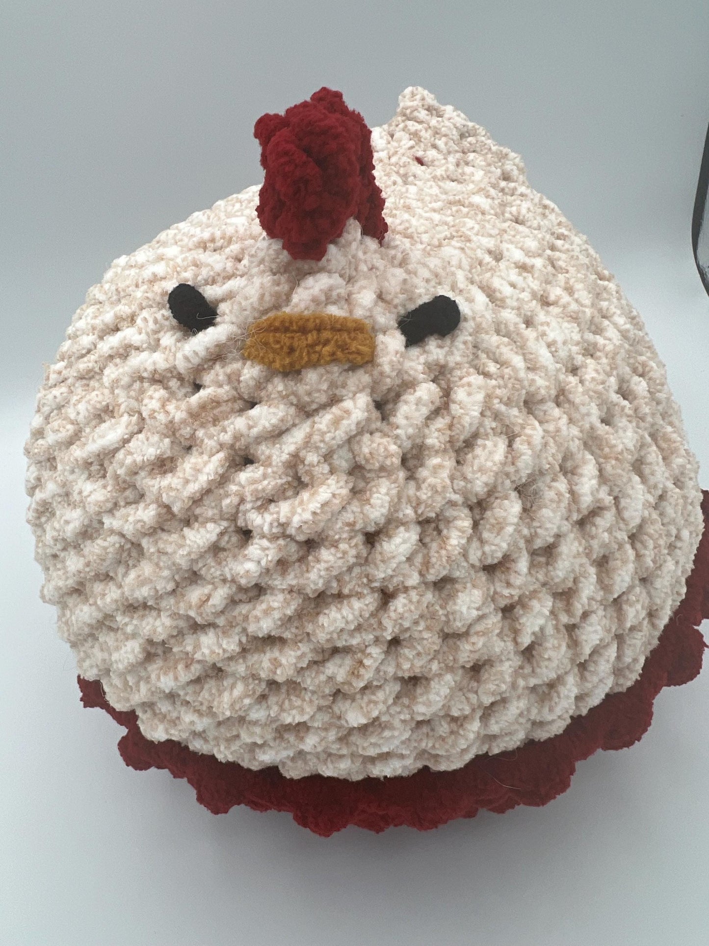 Mabel Chicken Plushie, Large with a nest and 3 eggs, Handmade