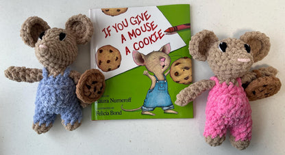 Nibbles the Country Mouse with Cookie Plushie-HANDMADE Crochet (book not included)