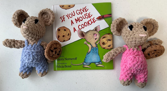 Nibbles the Country Mouse with Cookie Plushie-HANDMADE Crochet (book not included)