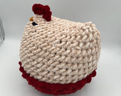 Mabel Chicken Plushie, Large with a nest and 3 eggs, Handmade